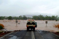 Flooded highway in the Kimberley wet season. Flooded highway in the Kimberley wet season.