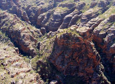 Aerial view of a gorge in the Bungle Bungles