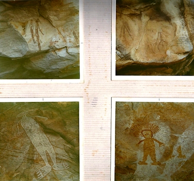 Cave paintings mostly from across the water at Port Warrender Cave paintings mostly from across the water at Port Warrender