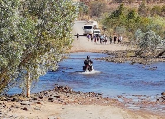 Crossing the Pentecost River on a motorbike