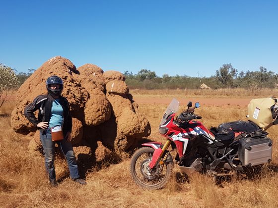 Helen and her motorbike on the Gibb River Road
