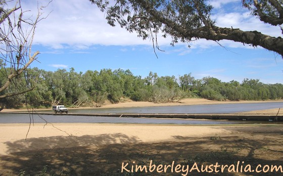 Crossing the Fitzroy River on the Old Concrete Crossing