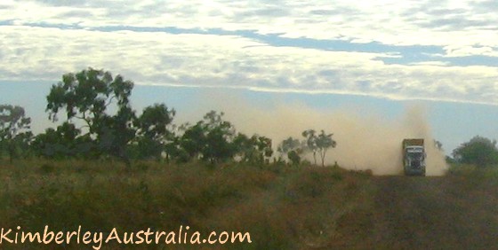 Road train kicking up dust