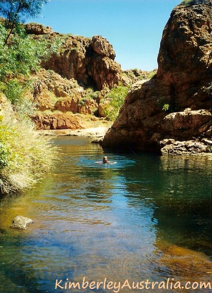 Swimming in Kununurra, in a pool after the waterfall has dried up.