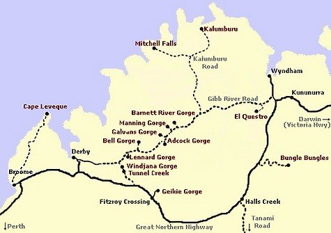 Detailed Map Of The Kimberley Gibb River Road Map