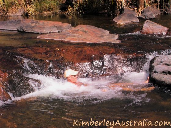 Chilling in small rapids at Bell Creek