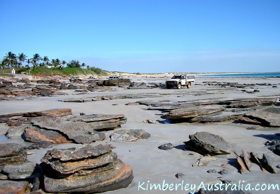 Driving across the rocks on Cable Beach