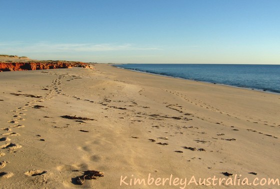 Lone footprints on Western Beach, Kooljaman Resort