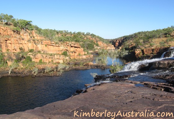 Looking into Manning Gorge from the top of the waterfall.