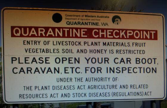 Western Australia Quarantine Sign