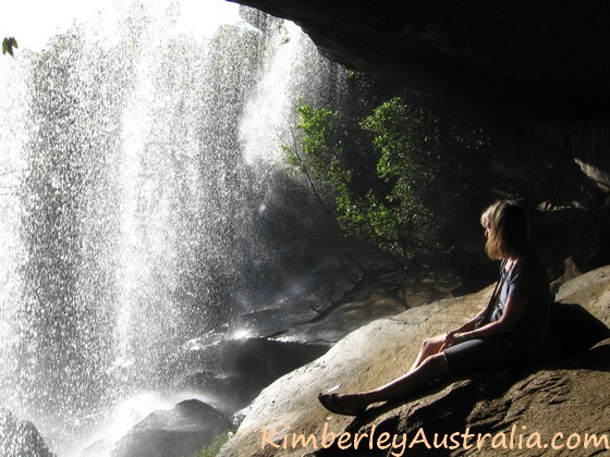 Enjoying the peace sitting below the curtain of Mertens Falls