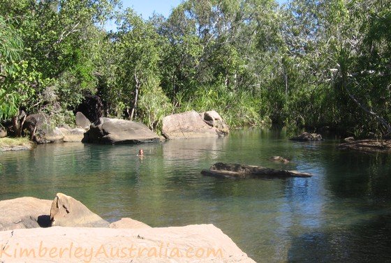 Swimming at a rock pool on the way to Mitchell Falls